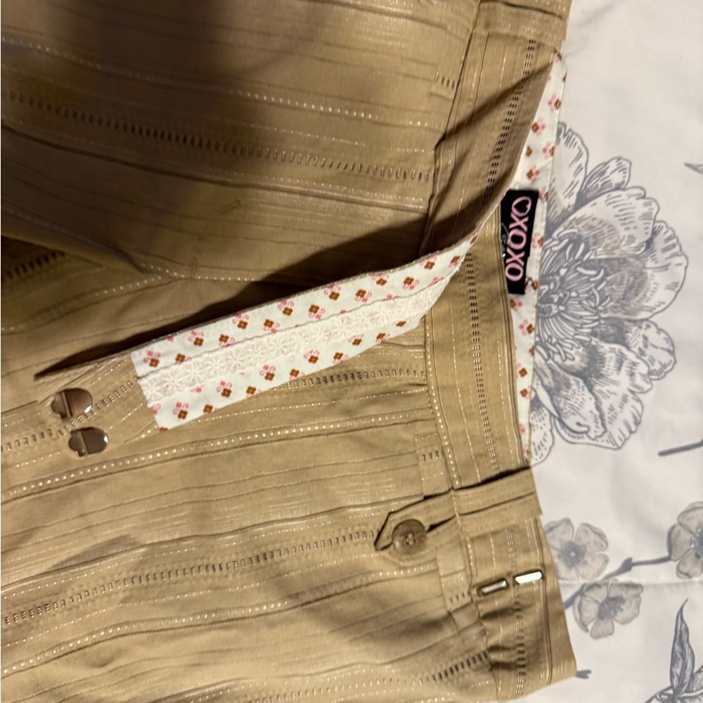 XOXO Tan Striped Capri Pantsuit - Picture 3 of 16